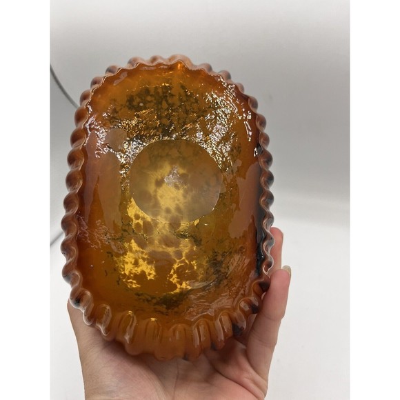 Vintage Murano Style Glass Handbag Purse Sculpture Cased Glass Fluted 8” Fall - Picture 6 of 11